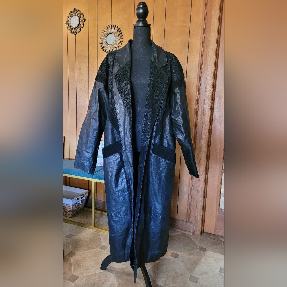 VINTAGE Charles Klein Leather Trench Coat